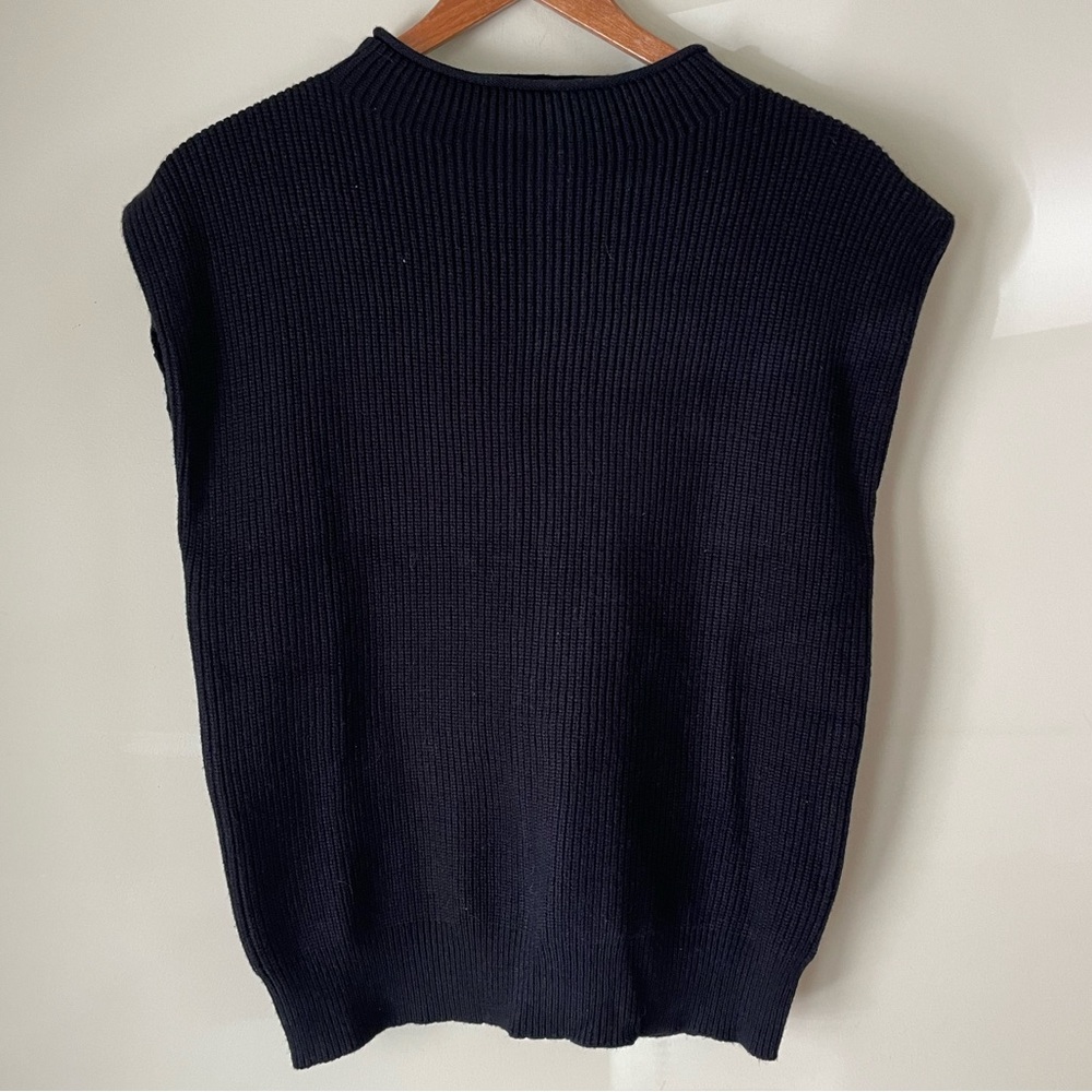 Anrabess Black Cap Sleeve Knit Sleeveless Top Size Small